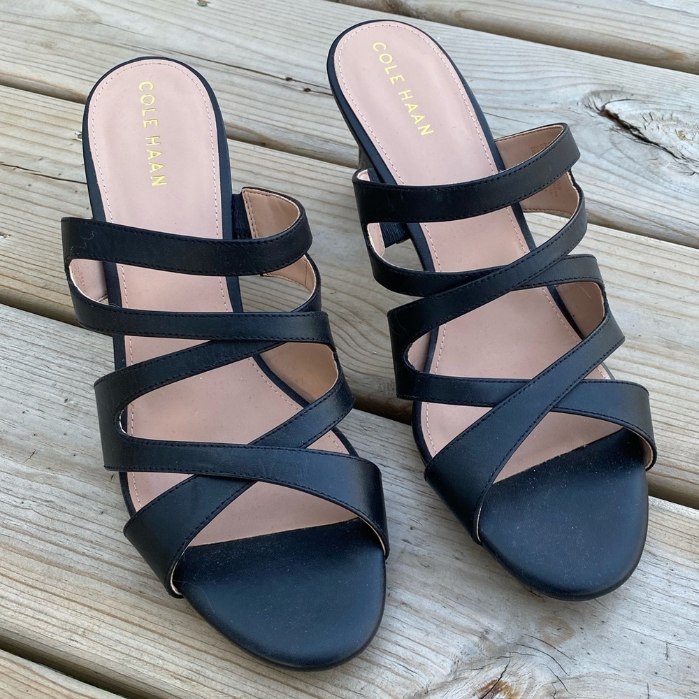 Cole Haan Black Strappy Slide Heels New Reposhed